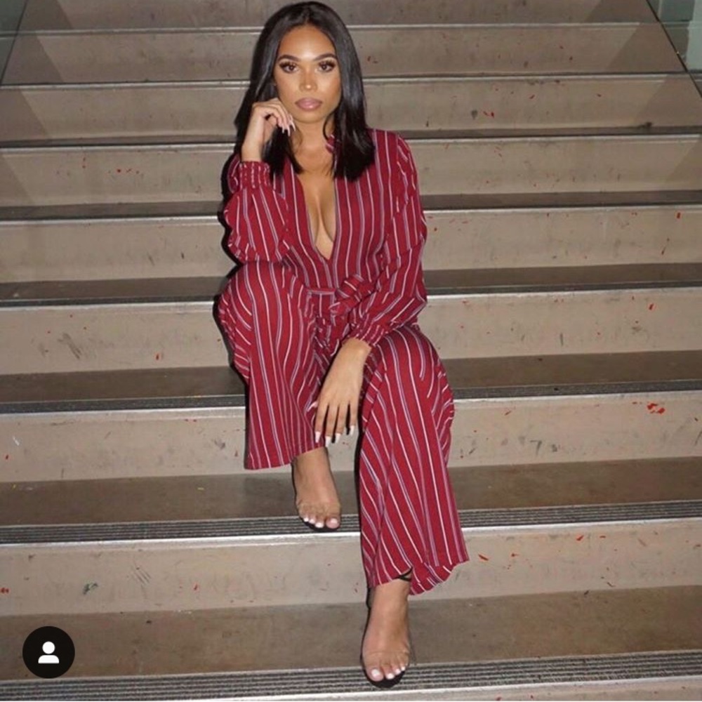 Red Striped Jumpsuit